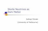 Sterile Neutrinos as Dark Matter · 2010-06-24 · Pulsar Kicks Pulsars have very large velocities v ~ 250 -500 km/s . 99% of the gravitational energy, ~10 53 erg is emitted in neutrinos