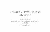 Urticaria / Hives Is it an allergy?? - Anaphylaxis Campaign · Hives / Urticaria • Very common condition • 20% of people develop it during their lives • Urticaria is Latin for
