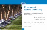 Erasmus+: Sport Info Day - Homepage | EACEA · 2018-02-01 · Erasmus+: Sport Info Day Session 5 – Small Collaborative Partnerships Natasha Jovicic Miguel Romero Brussels, 30 January