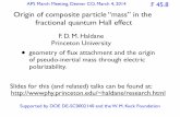 Origin of composite particle “mass” in the fractional ...haldane/talks/aps_march_2014.pdfOrigin of composite particle “mass” in the fractional quantum Hall effect • geometry