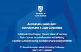 Australian Curriculum: Overview and Future Directions · 2018-11-08 · quality world class curriculum - Rationale –improving quality, equity and transparency of Australian education