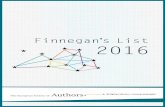 Finnegan’s List 2016 - Allianz.de...Musa Ramadani, Antiprocesioni (Antiprocession), Prishtina: Gjon Buzuku, 1997. Translated into English (without publisher). Xhevdet BajrajCopa