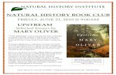 NATURAL HISTORY BOOK CLUBnaturalhistoryinstitute.org/wp-content/uploads/2019/03/Upstream-Flyer.pdf · NATURAL HISTORY BOOK CLUB FRIDAY, JUNE 21, 2019 @ 9:00AM UPSTREAM Selected Essays