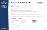 Rosenberger Hochfrequenztechnik GmbH & Co. KG · 2019-11-29 · ISO 9001 : 2015 Certificate registration no. Date of revision Valid from Valid until Date of certification 070883 QM15