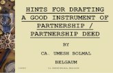 HINTS FOR DRAFTING A GOOD INSTRUMENT OF PARTNERSHIP ...ymec.in/.../2017/...GOOD_INSTRUMENT_OF_PARTNERSHIP.pdf · hints for drafting a good instrument of partnership / partnership