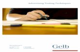 Advertising Testing Techniques 1.25.12-03Draft18 Advertising+Testing+Techniques+ +! Gelb Consulting