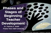 Phases and Stages of Beginning Teacher Development · 2017-04-14 · Phases and Stages of Beginning Teacher Development Dr. Patricia A. Smith Prairie View A&M University