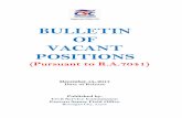 BULLETIN OF VACANT POSITIONS · BULLETIN OF VACANT POSITIONS (Pursuant to R.A.7041) December 15, 2017 Date of Release Published by: Civil Service Commission Eastern Samar Field Office