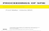PROCEEDINGS OF SPIE...PROCEEDINGS OF SPIE Volume 9525 Proceedings of SPIE 0277-786X, V. 9525 SPIE is an international society advancing an interdisciplinary approach to the science