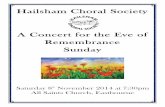 A Concert for the Eve of Remembrance Sunday · A Concert for the Eve of Remembrance Sunday Saturday 8th November 2014 at 7:30pm ... Three Arias G.F. Handel (168—1759) The three