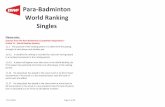 Para-Badminton World Ranking Singles...Para-Badminton World Ranking Singles Please note: 11.1. T he purpose of the ranking system is to determine the playing strength of each player