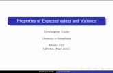 Properties of Expected values and Varianceccroke/lecture6.2.pdf · Properties of Expected values and Variance Christopher Croke University of Pennsylvania Math 115 UPenn, Fall 2011