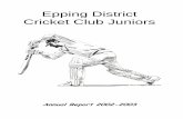 Epping District Cricket Club Juniors - Cricket Australia · Epping Districts Cricket Club - Juniors - 2002/2003 Annual Report Club registrations were down this year, a theme reflected