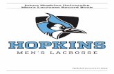 Johns Hopkins University Men’s Lacrosse Record Book · - 4 - John opkin niversity MenV across ecor ook 1926 Van Orman 9-0 ---103 11 USILA National Champions 1927 Van Orman 8-0 ---84