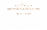 26th Annual Report SIKOZY REALTORS LIMITED 2017 - 2018 · 3 NOTICE NOTICE is hereby given that the Twenty Sixth(26th)Annual General Meeting of the Members of SIKOZY REALTORS LIMITED