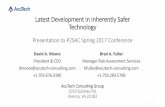 Latest Development in Inherently Safer Technology · 2018-10-17 · Latest Development in Inherently Safer Technology Presentation to P2SAC Spring 2017 Conference AcuTech Consulting