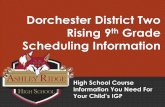 Dorchester District Two Rising 9 Grade Scheduling Information · 2019-10-29 · Successful completion of 8th grade social studies World Geography Honors Recommendation from 8th grade