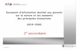 Document d’information destiné aux parents sur la …...serviront àétablir la note inscrite a u bulletin pour l’année 20192020, ainsi que des exemples d’activités de connaissances