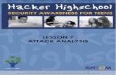 LESSON 7 ATTACK ANALYSIS - Hacker Highschoolhackerhighschool.org/lessons/HHS_en7_Attack_Analysis.v2.pdfmoment. These days, cyber-attacks for fun occur to benefit the attacker, whether