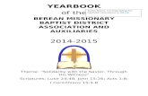 BEREAN MISSIONARY BAPTIST DISTRICT ASSOCIATION€¦  · Web viewBEREAN MISSIONARY BAPTIST DISTRICT ASSOCIATION AND AUXILIARIES. 2014-2015. ... Emmanuel Missionary Baptist Church