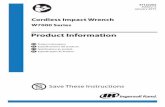 Product Information Cordless Impact Wrench...Para obtener más información, consulte el formulario 04581146 del manual de seguridad de producto del aprietatuercas de percusión inalámbrico,