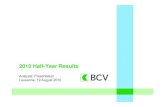 BCV - 2010 Half-Year Results...4 H1 2010 key figures Operating profit Revenues 244 +7% 503 +5% Change vs. H1 2009 146 +7% Total assets 36,741 +3% AuM 75,967 -0.3% Net profit CHF millions