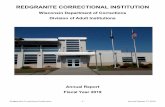 REDGRANITE CORRECTIONAL INSTITUTION · Redgranite Correctional Institution - 4 - Annual Report FY 2019 Facility Accomplishments RGCI was the top fundraising law enforcement team for