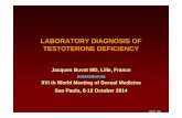 LABORATORY DIAGNOSIS OF TESTOTERONE DEFICIENCYLABORATORY DIAGNOSIS OF TESTOTERONE DEFICIENCY Jacques Buvat MD, Lille, France jacques@buvat.org XVI th World Meeting of Sexual Medicine