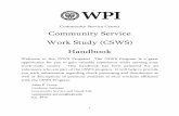 Community Service Center Community Service Work Study ... · Community Service Center Community Service Work Study (CSWS) Handbook Welcome to the CSWS Program! The CSWS Program is