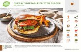 CHEESY VEGETABLE FRITTER BURGER · is a burger for the record books! Use loaded fritters to make a vegetarian burger Pantry Staples: Olive Oil, Egg, Milk, Plain Flour Chives Tomato