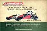 Go Kart - CK100-S Owner's ManualCongratulations on your purchase of a Coleman Powersports Go Kart. This Owner’s/Operator’s manual will provide you information regarding safe