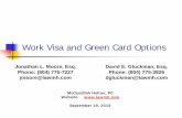 Work Visa and Green Card Options...H-1B – Most common work visa (6 years of work eligibility) F-1 Optional Practical Training Generally, 12 months of OPT postgraduation - Allows