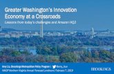 Greater Washington’s Innovation Economy at a Crossroads · 2019-02-07 · 1 Economic and demographic changes within Greater Washington 2 Why place matters to the regional economy