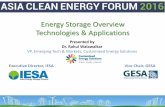 Energy Storage Overview Technologies & Applications · 2016-06-09 · Presented by Dr. Rahul Walawalkar VP, Emerging Tech & Markets, Customized Energy Solutions Executive Director,