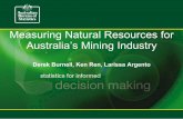 Measuring Natural Resources for Australia’s Mining Industry · Measuring Natural Resources for Australia’s Mining Industry Derek Burnell, Ken Ren, Larissa Argento. Outline ...