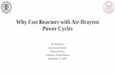 Why Fast Reactors with Air-Brayton Power Cycles•The heated air is mixed with the nuclear heated air and exhausted over the last air turbine •A variable throat nozzle is required