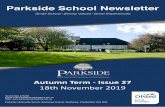 Parkside School Newsletter 18.11.19.pdf3 Acting Headteacher’s Message It was a privilege to witness our students taking part in a variety of activities in honour of Remembrance Day.