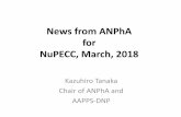 News from ANPhA for NuPECC, March, 2018A sian N uclear Ph ysics A ssociation ANPhA ‒Launched in 2009 ‒ Central organization representing Nuclear Physics in Asia Pacific. • Eight