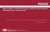 Bachelor of Business Administration (Honours) Scheme · Bachelor of Business Administration (Honours) Scheme Definitive Programme Document (For the cohort of students admitted in