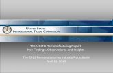 The USITC Remanufacturing Report: Key Findings, Observations, … USITC... · 2016-09-29 · The USITC Remanufacturing Report: Key Findings, Observations, and Insights The 2013 Remanufacturing
