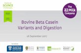 Bovine Beta Casein Variants and Digestion ... Bovine Beta Casein Variants • Originally all domesticated cows produced milk containing only the A2 type of beta casein • Owing to