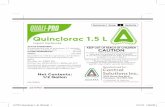 Quinclorac 1.5 L...PRODUCT INFORMATION QUINCLORAC 1 .5 L herbicide may be applied post-emergence to residential and nonresidential turf grasses (refer to Table 1.Turf Tolerance (Established)