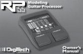 Modeling Guitar Processor · fects Library, Knob 3 adjusts the Effects Level, and Knob 4 adjusts the Master Level (volume). Bypass Mode The RP155 presets can be bypassed via a true