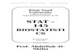 fac.ksu.edu.sa · Web viewBiostatistics - STAT 145Department of StatisticsSecond Semester 1435/1436 Biostatistics - STAT 145 Department of Statistics Second Semester 1435/1436 (2)The