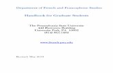 The Pennsylvania State University 442 Burrowes Building … · 2018-05-21 · Department of French and Francophone Studies Handbook for Graduate Students The Pennsylvania State University