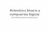 Aritmética binaria y compuertas lógicasece.uprm.edu/~mtoledo/web/4076/F2015/ex2/binary.pdfBinary Coded Decimal (BCD) Decimal symbol BCD digit 0001 0010 001 1 0100 0101 01 10 0111