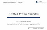 4 Virtual Private Networks - Same auxiliary information as with PPP (virtual IP, DNS/WINS servers) No