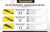 NEW PRODUCT ANNOUNCEMENT - MONROE...*EXCLUSIVE AS OF september 1ST, 2017 NEW PRODUCT ANNOUNCEMENT SEPTEMBER 2017 PART NUMBER EXCLUSIVE COVERAGE* BRAND DESCRIPTION LOCATION APPLICATION