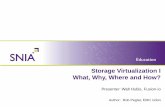 What, Why, Where and How? - Storage Networking Industry ... · Load spreading, balancing, multi-pathing, heuristic shifting Dynamic provisioning (on- demand, elastic, cloud) ... Path