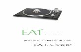 E.A.T. C-Major · For correct cartridge alignment, use the two-point cartridge alignment protractor provided with your C-Sharp accessories. If unfamiliar with two-point setup, please